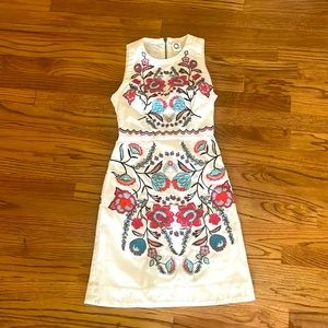 Anthropologie Embroidered Midi Dress - White and Red